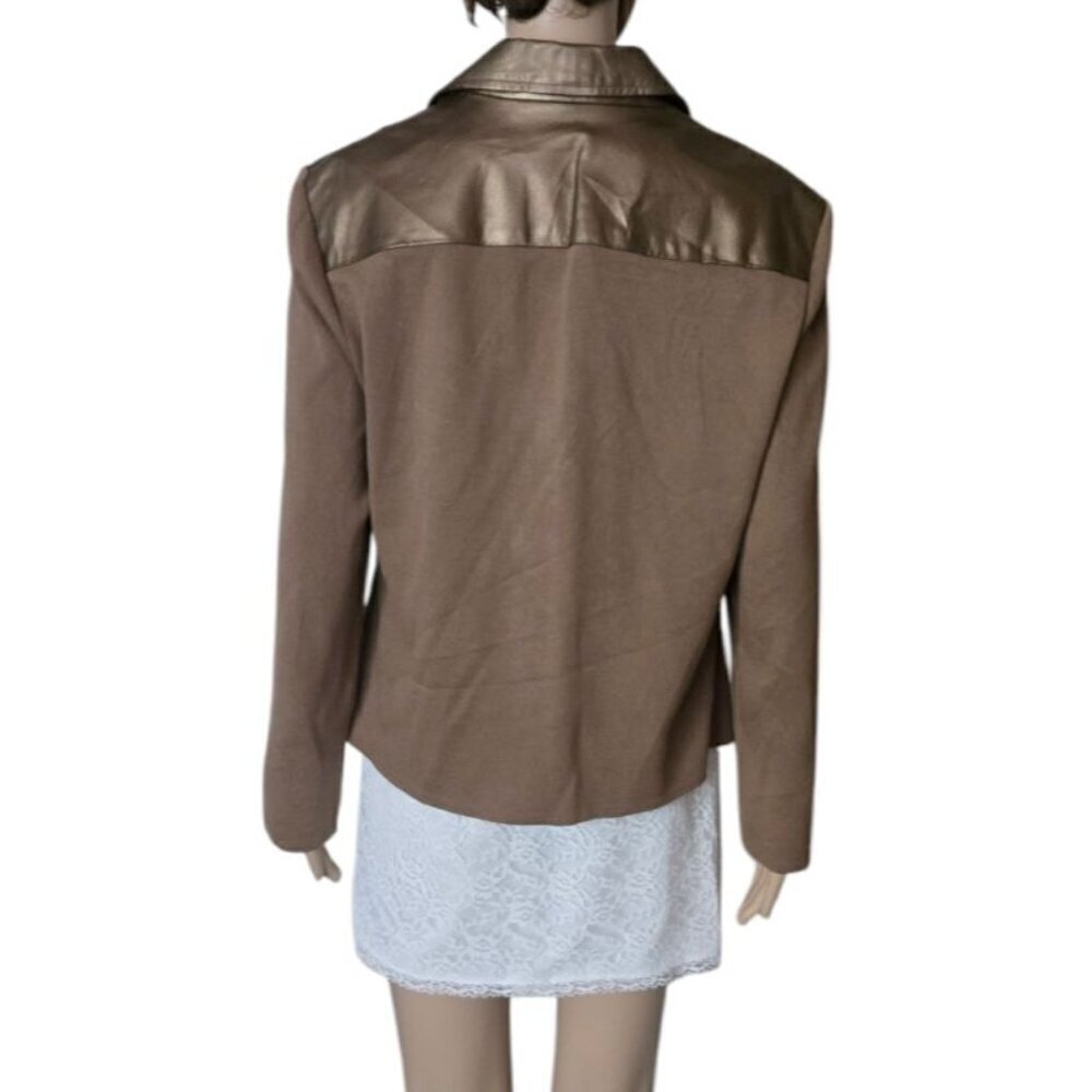 Nygard Collection Gold Studs Collared Leather & Knit Front Zip Jacket Women' L - Picture 4 of 8